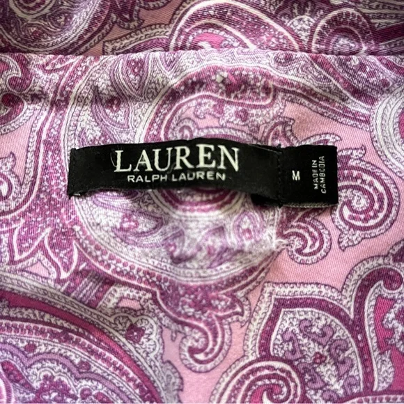 Lauren Ralph Lauren Black Label Purple Pink Paisley Nite Shirt Gown Women Medium - Picture 3 of 9